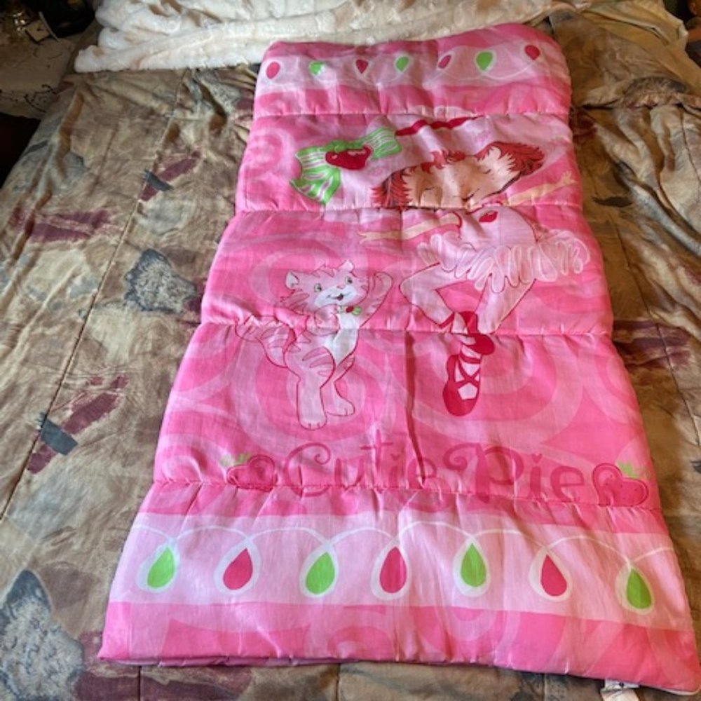 Strawberry Shortcake with Custard the Cat Pink Sleeping Bag Vintage